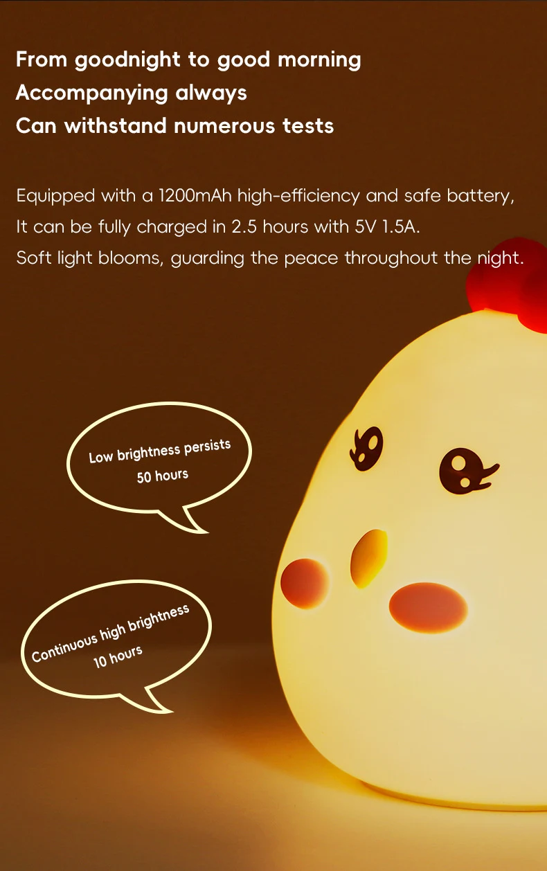 Cute Gugu Chicken Colorful Creative Small Night Light