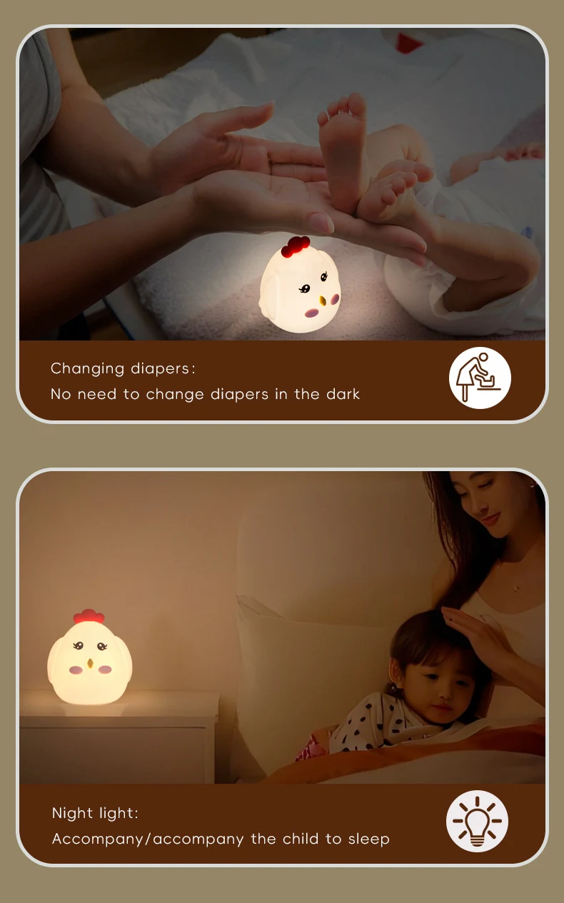 Cute Gugu Chicken Colorful Creative Small Night Light