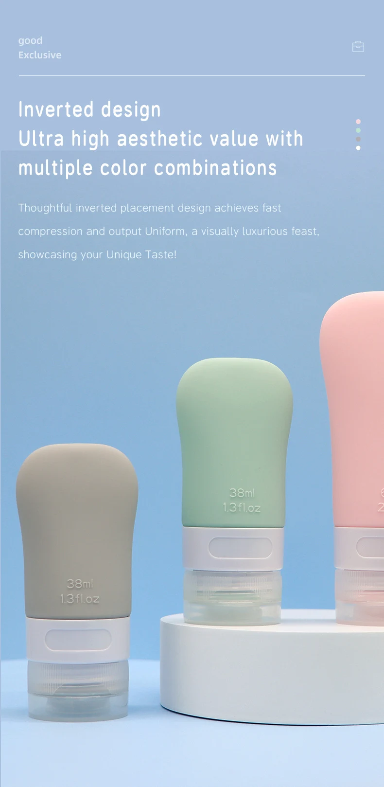 38ml Ladylike style Silicone Travel Cosmetic Bottle