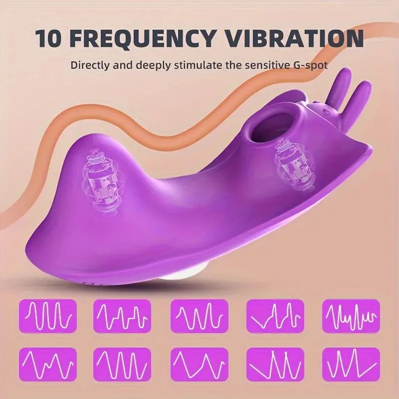 Butterfly sucks on vibrator