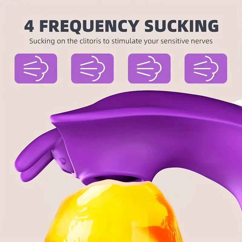 Butterfly sucks on vibrator